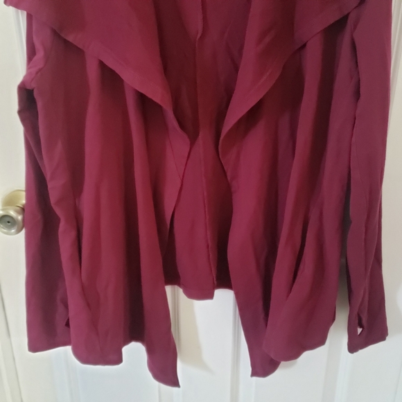 ⭐ FUDA Open Front Wide Collar Maroon Burgandy Wine Long Sleeves Cardigan XL - Picture 3 of 9